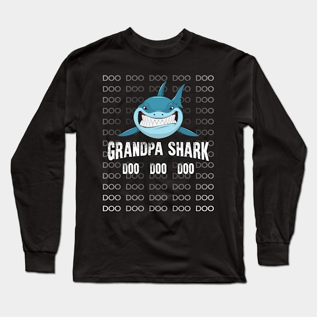 Grandpa Shark Shirt Doo Doo Matching Family Shark T-Shirt Long Sleeve T-Shirt by Adamita